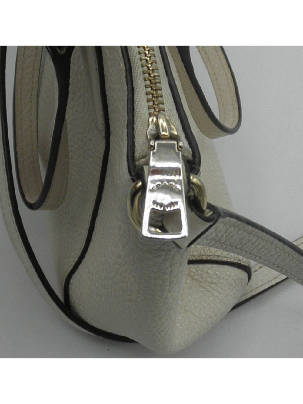 COACH Kelsey Satchel Bag Chalk Pebbled Leather Double Handle Adjustable Strap - Picture 16 of 16